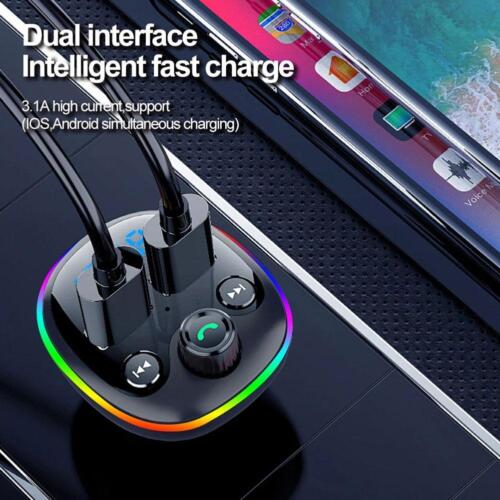 Bluetooth5.0 Wireless Handsfree Car FM Transmitter MP3 Player 2*USB Charger AUNE - Zdjęcie 1 z 16