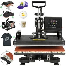 5 In 1 Heat Press Machine Digital Transfer Sublimation T-Shirt Mug Hat DIY