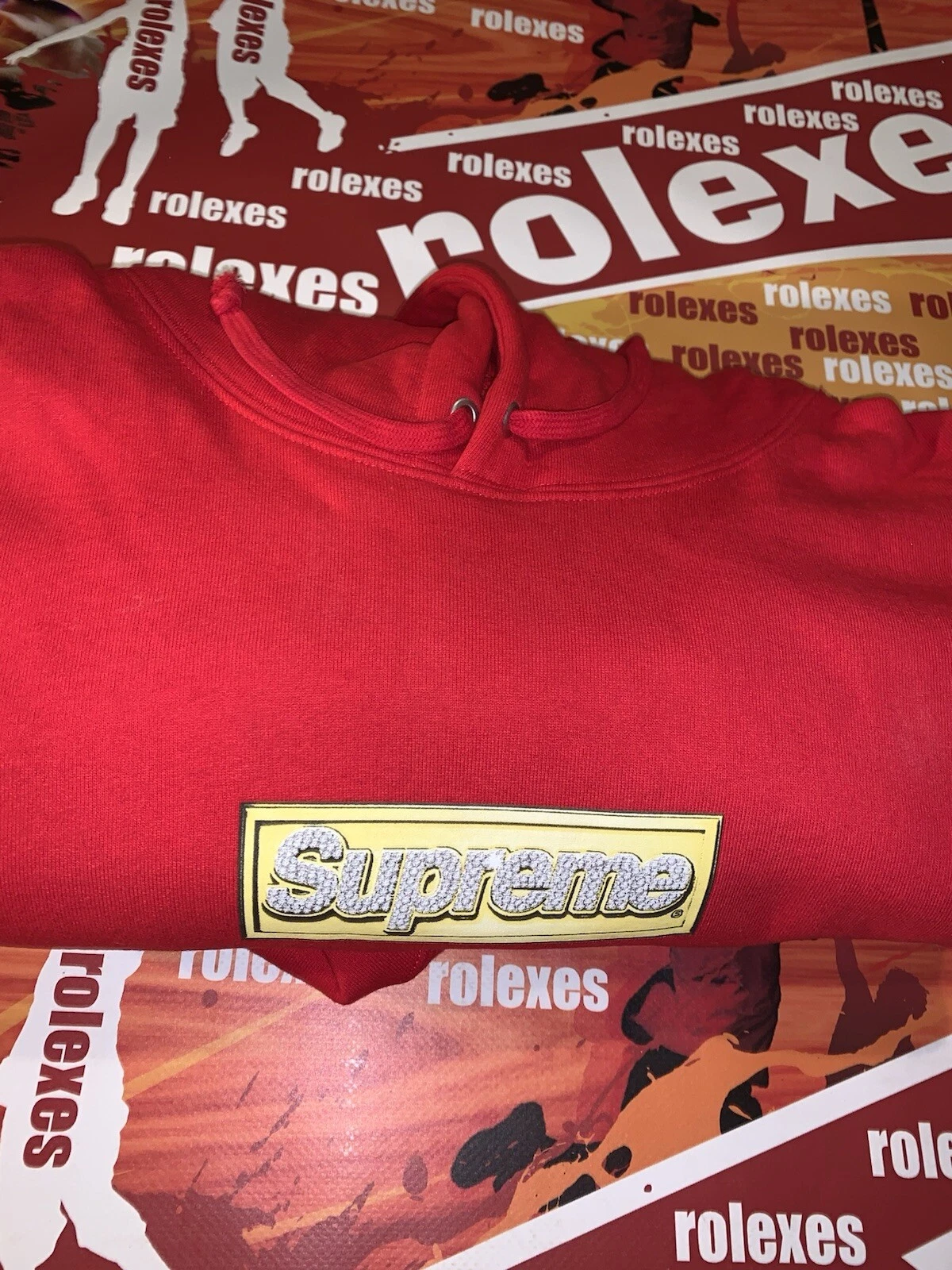 Felpa con cappuccio Supreme Bling Box logo rosso