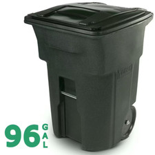 96 Gallon Greenstone Outdoor Trash Can with Quiet Wheels and Attached Lid NEW