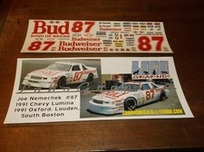Joe Nemechek 87 1991 BUDWEISER Chevy Lumina 1/24th scale decals LoboGraphix