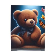Velveteen Plush Blanket Home Decor Cuddly Teddy Bear Butterfly Cute