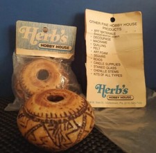 Vintage 70's Macrame Beads 3" Yarn Crafts Weighted Cast Resin New Sealed Pkg