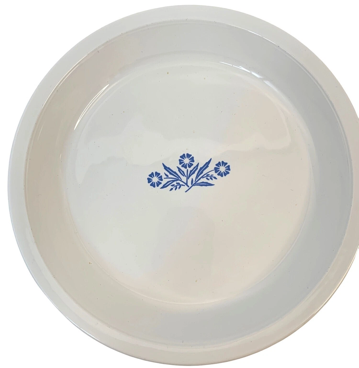 VTG Corning Ware P-309 9-Inch Pie Plate White With Blue Corn Floral Design 8411