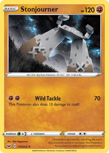 Stonjourner 114/202 Rare Sword & Shield Base Pokemon TCG