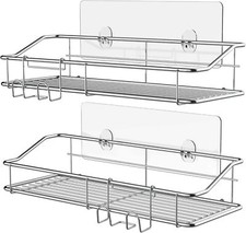 Shower Caddy Shelf Storage Rack Adhesive Without Drilling Stainless Steel Hooks