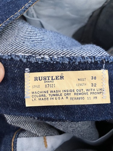 Vintage 80s Mens Rustler Size 38x32 Blue Jeans Straight Leg USA Made - Picture 5 of 5