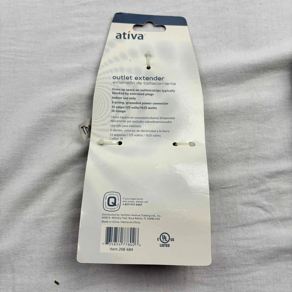 Ativa Extension Cord 1 Ft Black 3 Prong Indoor Power Cable 16 Gauge - Image 2 of 4