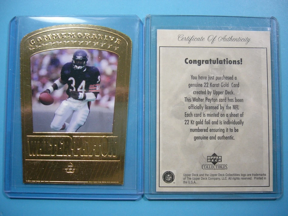 2000 ВЕРХНЯЯ КОЛОДА 22K ЗОЛОТО ПАМЯТНЫЕ НФЛ ФУТБОЛЬНАЯ КАРТОЧКА УОЛТЕР ПЭЙТОН /2500 - Изображение 4 из 4