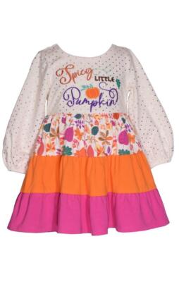 NEW Bonnie Jean Baby Girls Size 6-9M ''SPICY PUMPKIN'' Thanksgiving 2pc Dress NWT