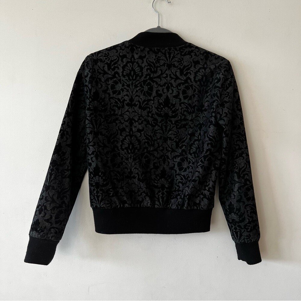 Dakota Collective Black Brocade Bomber Jacket Size XS Zip Front