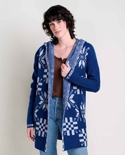 Toad Co Merino Heartfelt Hoodie Women s Size Medium 240 Midnight Snowflakes