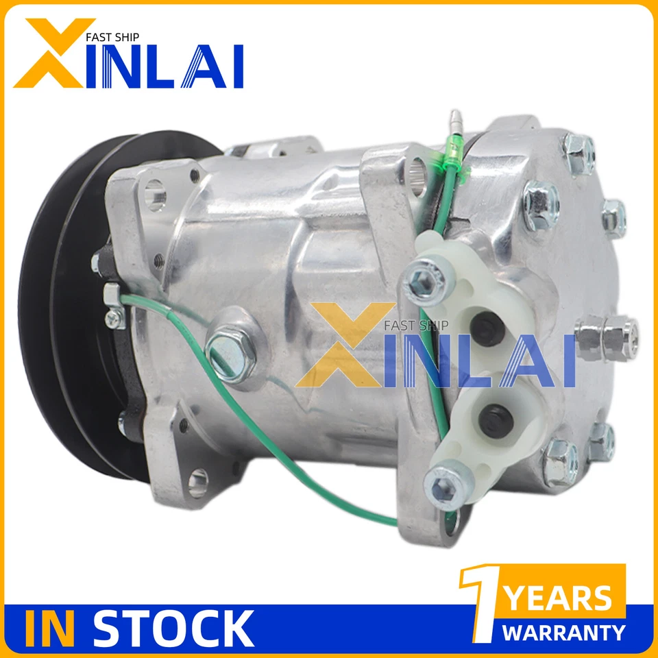 Compresor de aire acondicionado 24V SD7H15 con embrague compatible con Mitsubishi Kobelco Kato Komatus Fuso Foto 2 de 4
