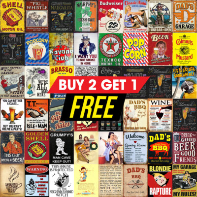 Metal tin Sign Plaque Pub Bar Vintage Retro Wall Decor Poster Home Club ...