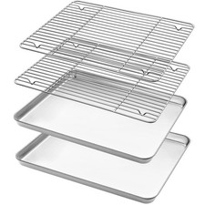 Stainless Steel Baking Sheets with Rack HKJ Chef Cookie and Nonstick Cooling