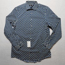 JF J. Ferrar Dress Shirt Mens Small Blue Yellow Brand New Geometric Stretch