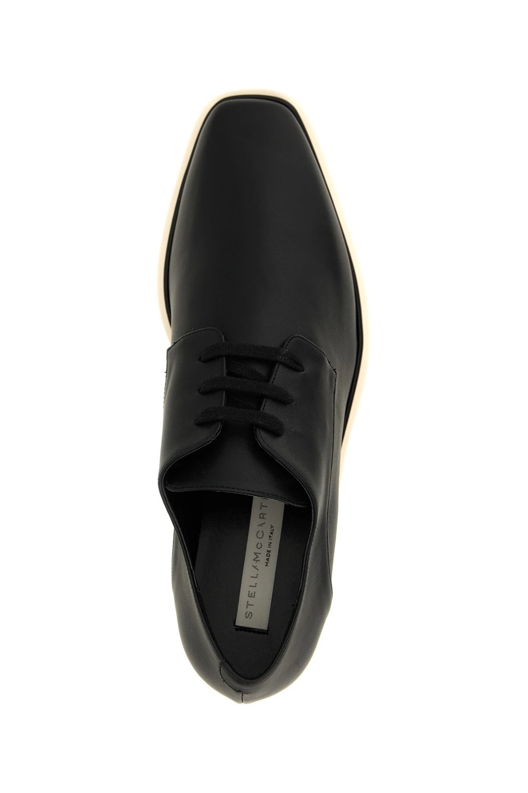 STELLA MCCARTNEY Elyse Black Leather Lace Up 80mm Platform Wedges New image 4