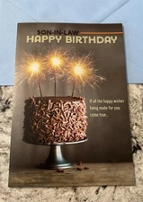 Birthday Son In Law Have A Wonderful Day 5.5”x8” Large Hallmark Greeting Card