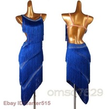 Women's Tassel Backless Latin Performance Competition Rumba Chacha Dance Dress
