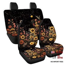 Car Seat Covers Full Set 4pcs Car Seat Cover For Auto Interior Flowers Moon