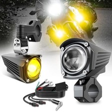 Motorcycle Led Fog Lights Auxiliary Driving Light 60w 18000lm Dual Color Mt04