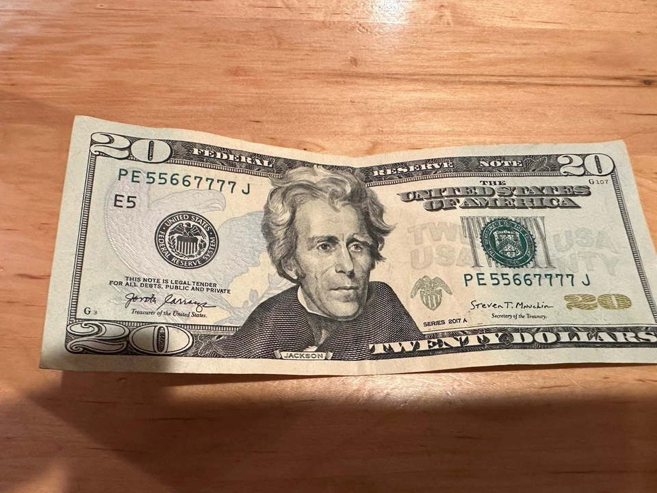 $20 Fancy Serial Number Trinary-Ladder 2017 PE55667777J - Image 2 of 3