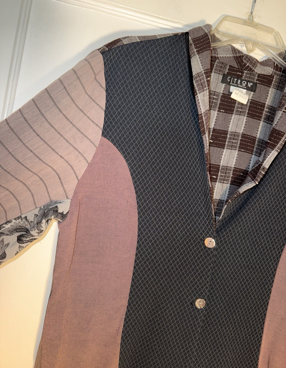 CITRON SANTA MONICA Patchwork  Button Jacket  Ray… - image 4