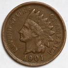 1901 1c Indian Head Cent - RAW - Great Penny / Nice Detail