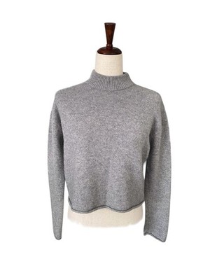 Theory Cropped Pomock Cashmere Sweater Gray Size P 160/80Y | Luxury  Mock Neck