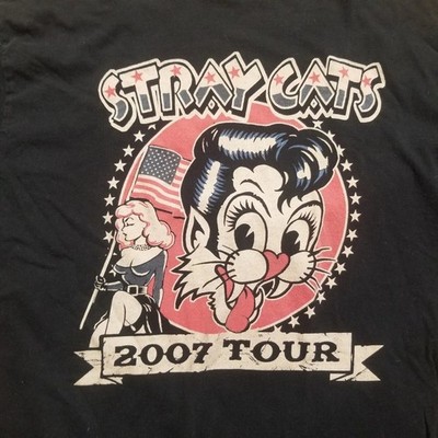 Stray Cats Tour Band Concert 2007 Black Short Sleeve Unisex T shirt Vtg KH17367
