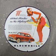 Vintage 88 Oldsmobile Old Us Gasoline Oil Gas Pump Enamel Porcelain Sign Vintage 88 Oldsmobile Old Us Gasoline Oil Gas Pump Enamel Porcelain Sign