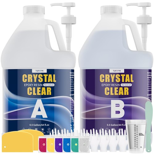 TQELFSS Epoxy Resin 1 Gallon, Crystal Clear Kit, 1 gallon,  - Picture 1 of 8
