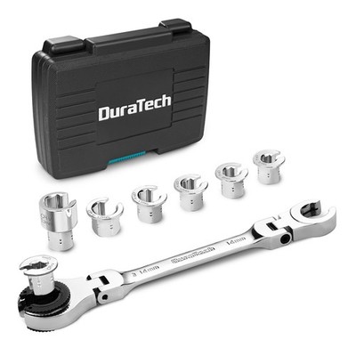 DURATECH 7-In-1 Ratcheting Wrench Set Metric 8-14mm Open Flex-head Tubing Wrench