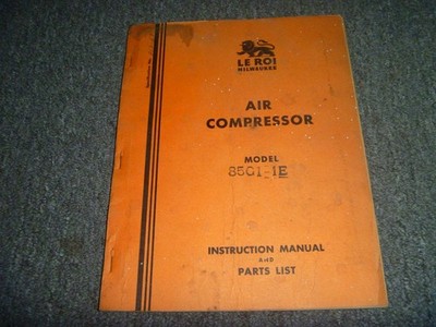 Le Roi 8501-1E Air Compressor Parts Catalog & Operator Instruction Manual xz