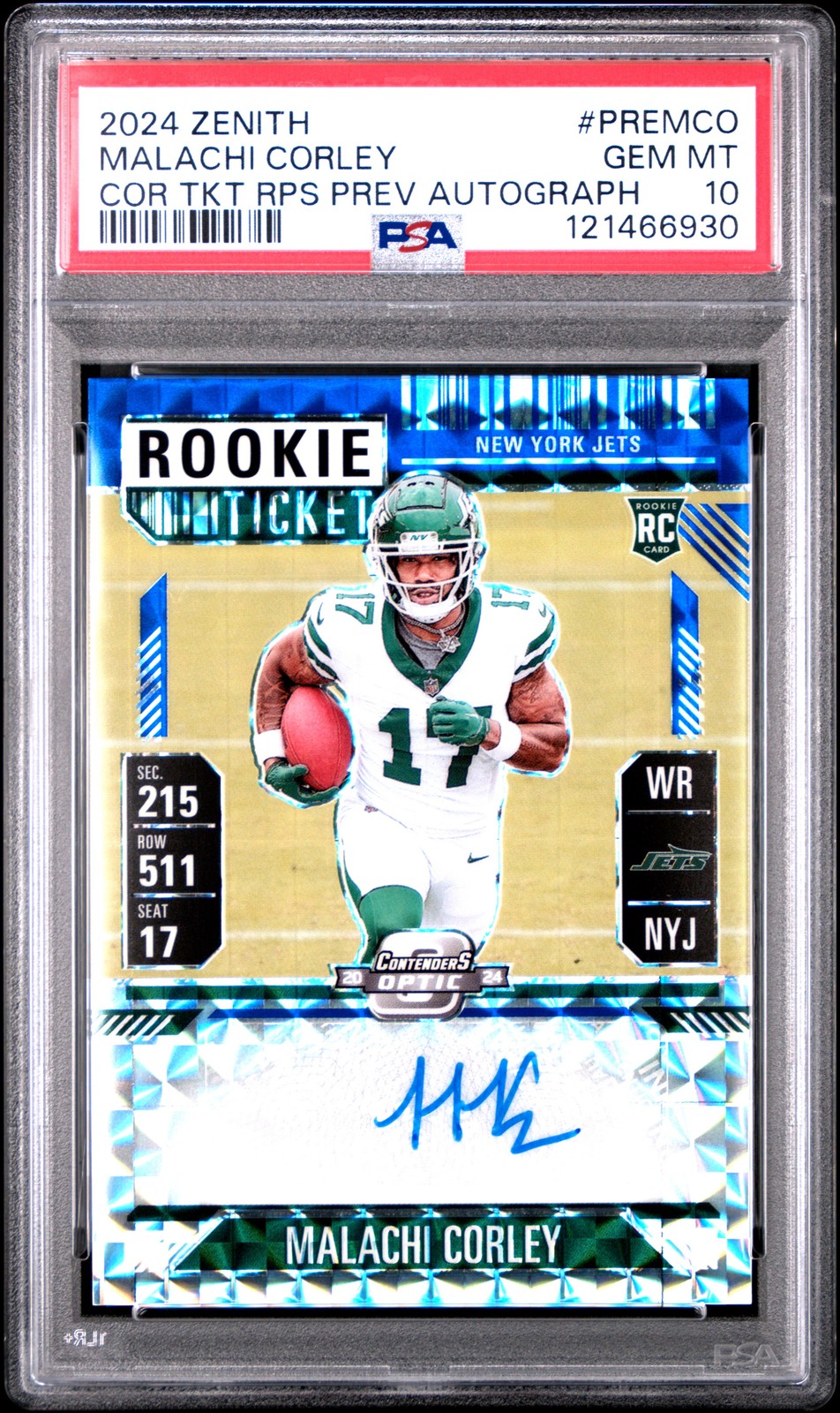 Malachi Corley Panini Zenith Contenders Optic Rookie Ticket Rps Preview Autographs #PREMCO Base