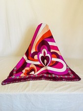 Vintage Silk Scarf Bold 60s Style and Floral Bright Colors Pink Orange Maroon