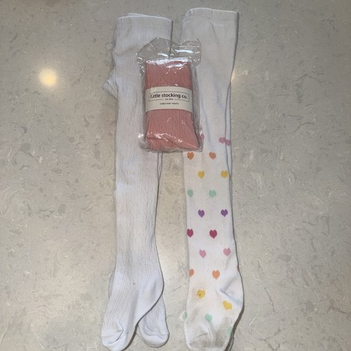 2 NEW Lot Little Stocking Co. 1-2 Y Cable Knit Tights Baby Girl Plum Mauve Rose