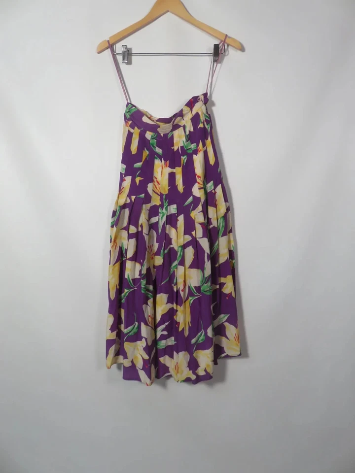 Falda midi plisada vintage Christian Dior de seda con estampado floral talla 25 cintura Foto 2 de 4