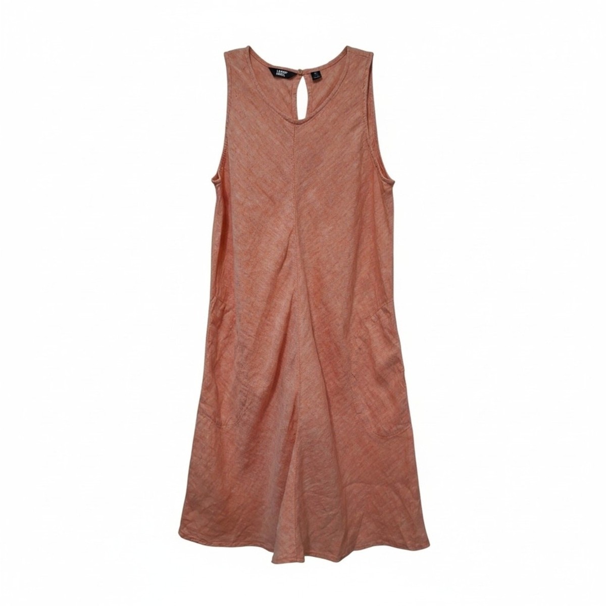 Lands' End Peach Linen V-Neck Sleeveless Keyhole Back Swing Dress Size  Medium | eBay