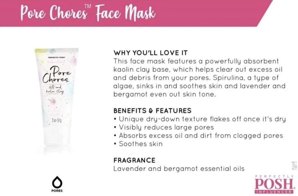 Perfectly Posh PORE CHORES Pore Treatment Face Mask 2oz NEW Vegan - Image 4 of 4