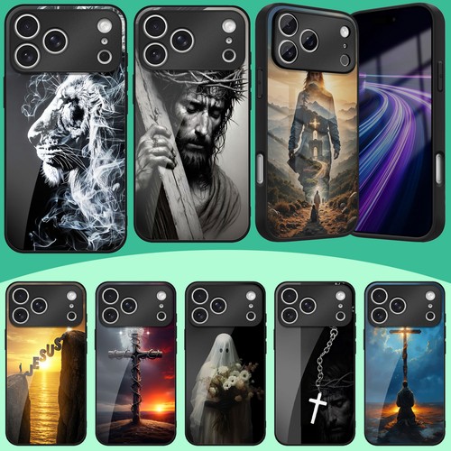 Christian Design Phone Case Hard Glass Skin Cover For iPhone 17 16 15 18 Pro Max - $14.59