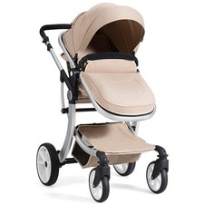 2 in 1 High Landscape Baby Stroller Convertible Bassinet Pram Foldable Pushchair