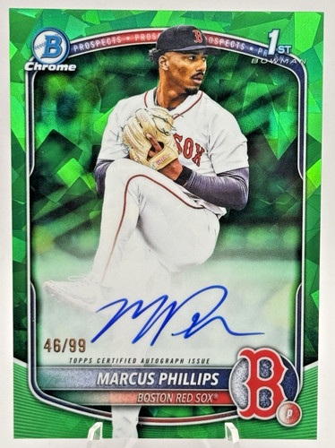 Marcus Phillips #CPA-MP 2025 Bowman Draft Sapphire Chrome Prospect Autograph card