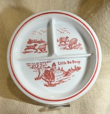 Vintage VITROCK red Little Bo Peep divided children s dinner plate dish