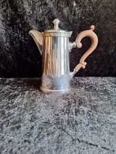 Deckelkanne Metall versilbert made in England Holzgriff vintage Sammlerst&uuml;ck