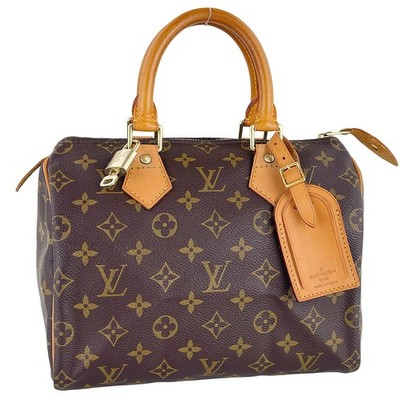 Louis Vuitton Monogram Speedy 25 Leather Fabric Brown Handbag 4710