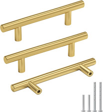 40 Pack 3-1/4 Inch Cabinet Handles - Brushed Brass Drawer Pulls - Kitchen  Bath