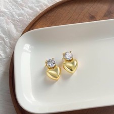 Heart Stud Earrings with Crystal Accent 1.27cm