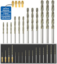 Diamond Drill Bits 1Mm 1.5Mm 2Mm 2.5Mm 5 Each 120-Grit 20Pcs with 4 Collets Comp