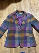 Cabi Wool Blend Happy Blazer Jacket Women Size 6 1-Button 3/4 Sleeve Plaid